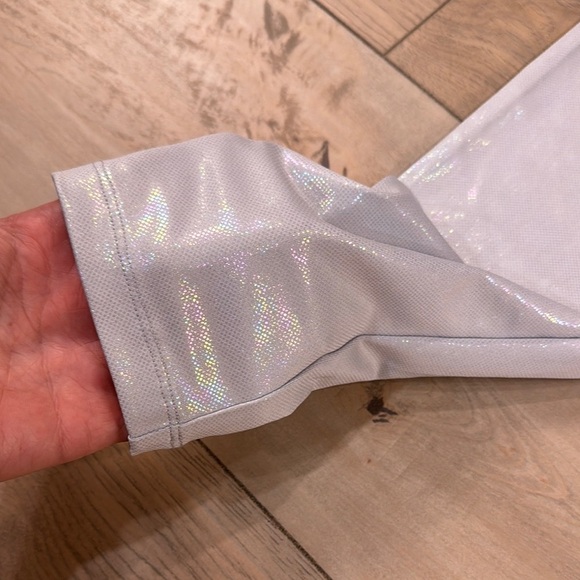 Forever 21 Women’s Iridescent leggings tight- set of 2 Green Silver - Picture 2 of 13